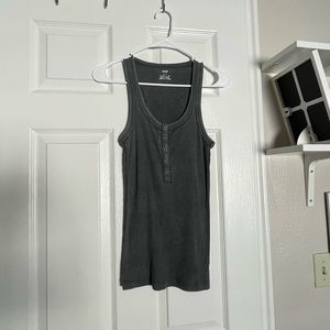 Aerie Smoky Grey Ribbed Tank Top